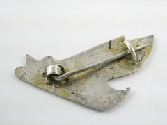 Antique Niello Sterling Silver Boat Brooch Pin 4.1g 1 Inch Length Regatta