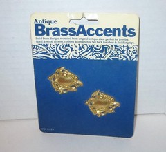 Antique Brass Accents – Solid Brass Stamped Findings Arts Nouveau -NEW NOS