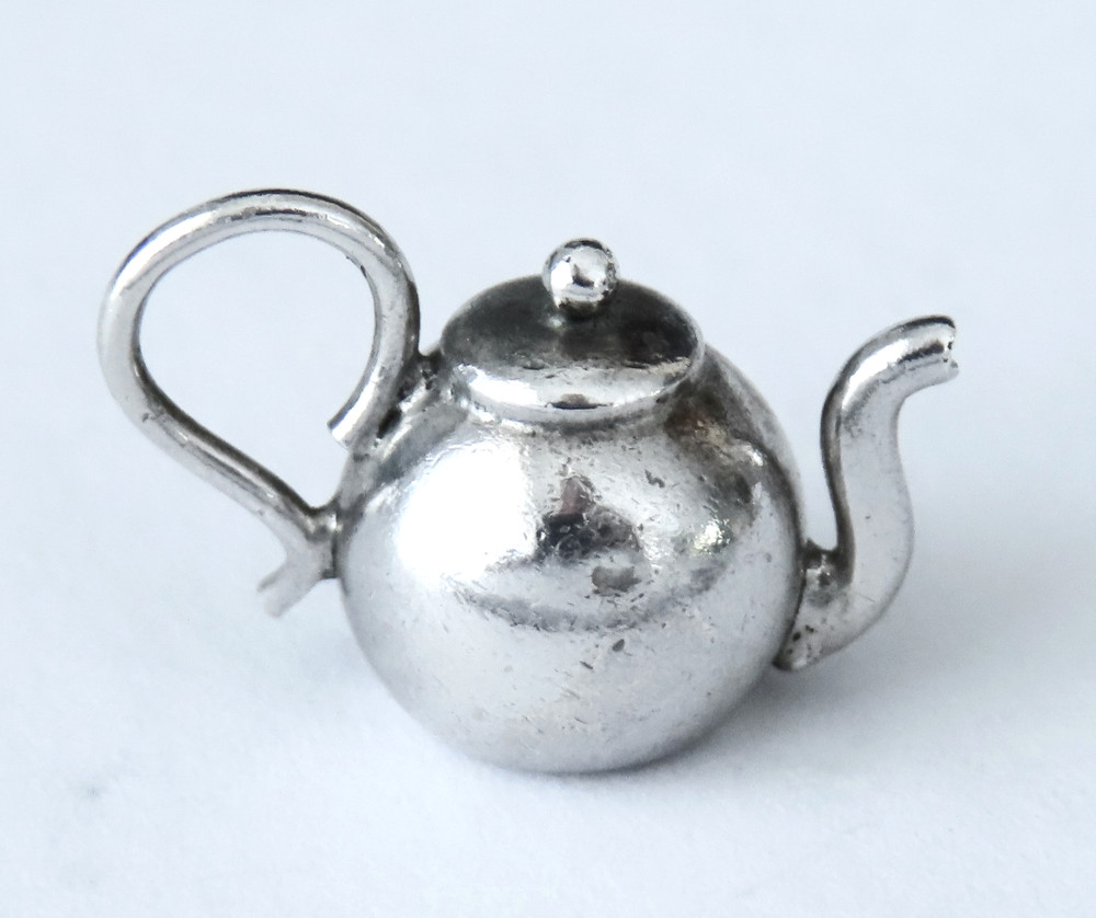 Sterling Teapot Charm Vintage Silver Tea Party Kettle Cute Small Tiny