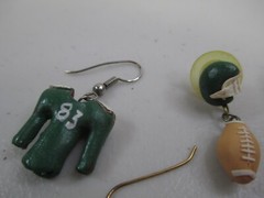 Vintage Sports Earrings hand made polymer clay baseball football