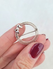 Antique Vtg 14k White Gold Filigree Art Deco Bow Ribbon Wreath Brooch Pin