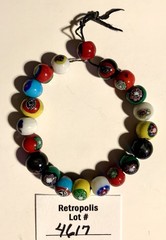 Vintage Art Glass Millefiori Bead Stretch Bracelet Read