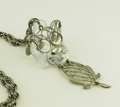 1960s Puppy Dog Articulated Moving Ears Eyes Tail Silver Tone Pendant Necklace