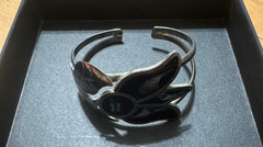 Vintage 925 Alpaca Sterling Silver Flower Leaves Cuff Bracelet 17.2 Grams