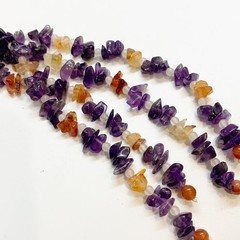 Vintage Wrap Lariat Tassel Necklace Amethyst Carnelian Rose Quartz 52″ Estate