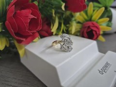 Art Deco Style Lab Created Diamond 14k Gold FN Promise For Women Engagement Ring