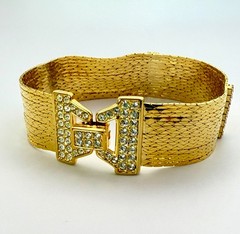 Nolan Miller Gold Tone Multi Strand Bracelet – Pavé Clasp – 7.25” – Signed