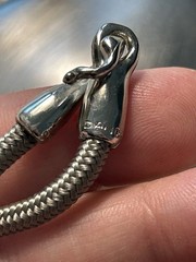 DANON Israel Designer Signed Brushed Silver Pendant Necklace Modernist 36” 90s