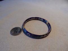 VTG 1980S 1990S CLOISONNE BRACELET FLOWERS BLUE BACKGROUND
