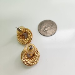 Vintage Rope Twist Wreath Stud Button Earrings