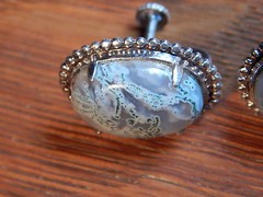 Vintage Green Moss Agate Good Quality Sterling Silver Screw Back Earrings
