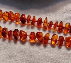 VTG Baltic Amber Nugget Necklace 26″ Hand Knotted Cognac Honey Graduated 32.5g