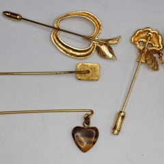 Lot of 6 Costume Jewelry Lapel Stick Pins 1950’s-1970’s