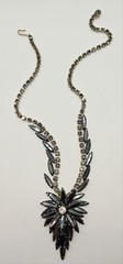 VTG Juliana D&E Black Hematite Navette Rhinestone Necklace Book Piece Statement