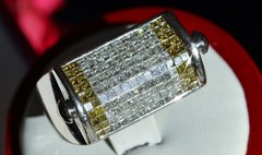 14k w/gold sz 10 ring 1.75ct natural & treated diamond invisible set 15.5gr C-73