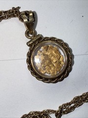 Necklace Encased 22k gold nuggets and 12k gold-filled rope border bezel & Chain