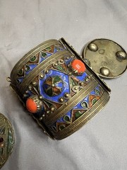 Antique Berber Silver Enamel Amulet Box c.1900 North Africa (Kabyle Attrib.)