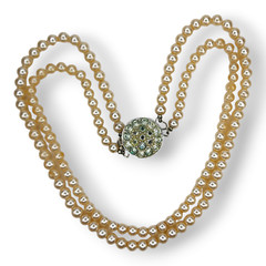 Vintage Sarah Coventry Faux Pearl Two Strand Necklace Reversible Clasp
