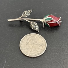 Lot Rose Pins Necklaces Liz Claiborne EBJ V Evers NRT 1 Sterling Marcasite 925