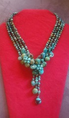 Vtg Soms 4 Strand & Lg Turquoise Nuggets Bib Necklace 925 Sterling Silver Clasp