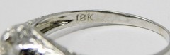 18k White Gold ART DECO ~4.4 mm Diamond Solitaire Filigree Ring Sz 5.5+ B6852