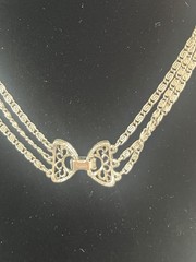 Vintage GOLDETTE Signed 3-Strand Necklace Intaglio Reverse Cameo Pendant As Is