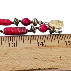 Venetian Necklace Murano Red Copper Wedding Cake Bead Hand Knot Vintage 30”