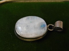 Sterling Silver Blue Moonstone Large Oval Pendant 20x24mm 9f 99
