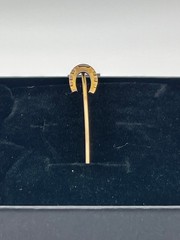 Antique 10K Gold Horseshoe Stick Pin Lucky Equestrian Lapel Pin 2”