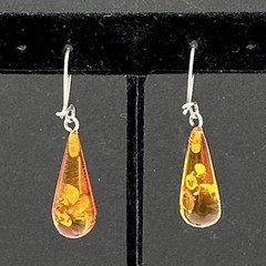 BALTIC AMBER teardrop earrings – sterling silver lever-back cognac dangle drop