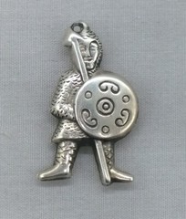 Vintage Silver Viking Charm Pendant Traditional Warrior Spear Shield Armor