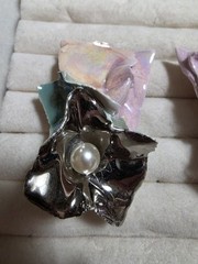 Amy Lacombe 1988 Ceramic Abstract Wearable Art Earrings 2″ Iridescent Colors