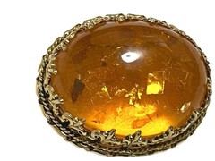 Genuine Amber Brooch Gold Tone Vintage 4.5cm Elegant Statement Pin (00240430)