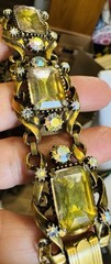 Vtg Signed Florenza AB & Light Vitrail Rhinestone Bracelet Earrings Set Chunky