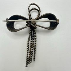 N. A. Jorgensen Norway 925 sterling silver white guilloche enamel bow brooch