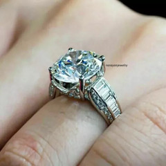 3.00Ct Round Cut Real Moissanite Solitaire Engagement Ring 14K White Gold Plated