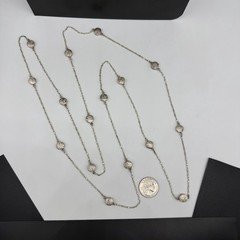 Vintage Sterling Silver Floral Engraved Station Link Chain 56″ Necklace 29.3g