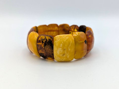 Vintage Baltic Amber Bracelet Stretch Bangle Butterscotch Yellow Egg Yolk 32g