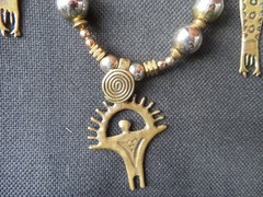 RARE cast Bronze art necklace Nancy J Young /Tribal /Southwestern/ handcrafted