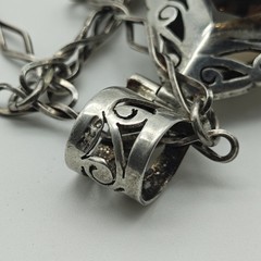 Vintage Sterling Silver 925 Smoky Quartz Large Pendant Necklace 24″