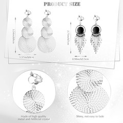 12 Pair Clip on Earrings Dangle Drop Dangle Earrings Set Bohemian Silver