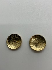 Vintage Hammered Goldtone Round Classy Career Pierced Earrings