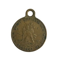 Unbranded St Christopher St Anthony Medal Unisex OS Vintage Brass Tone Pendant