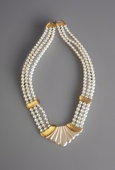 Vintage Napier Triple Strand Faux Pearl Necklace