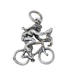 Vintage Sterling Silver 925 Female Cyclist Bicycle Charm