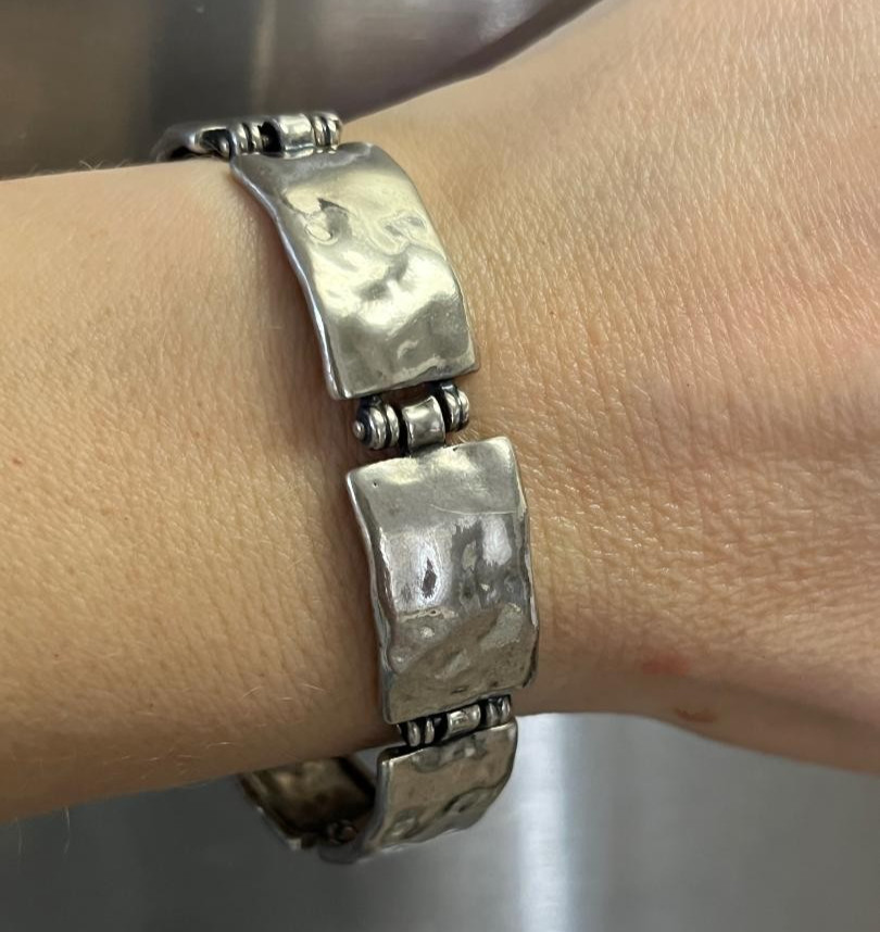 Vtg Shablool DIDAE Israel 925 Sterling Silver Modernist Panel Link Bracelet 6.5″