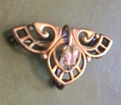 ANTIQUE Simmons Rose, White and Green Gold Tone WATCH PIN Brooch