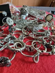 Estate Collection Silver Tone Jewelry Lot Rings Earrings mixed lot #10a (60 pcs)