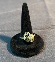 Ringcraft ring is crafted from 14k yellow gold/diamond and sapphire accents