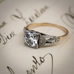 Stunning Vintage Style Geometric Art Deco Lab Created Diamond Engagement 925Ring